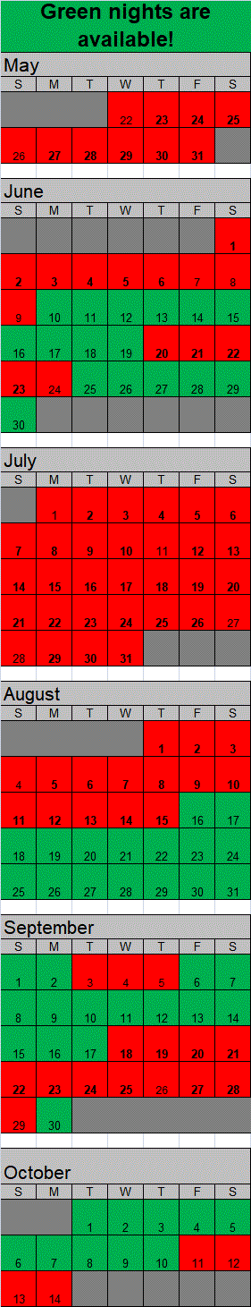 Lakeview Cabin Calendar