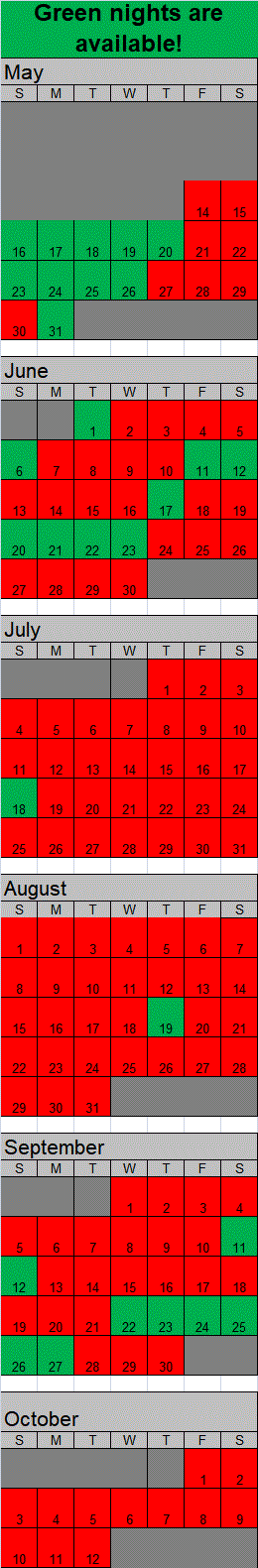 Lakeview Campsite 4 Calendar