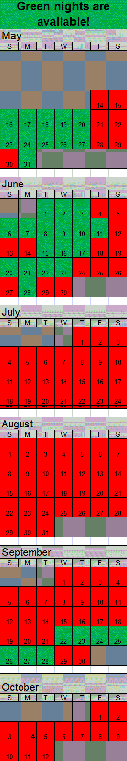 Lakeview Campsite 3 Calendar